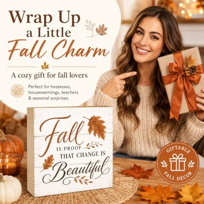 Fall is Proof That Change is Beautiful Sign | Orange Typography Wall Art - color: FALL29