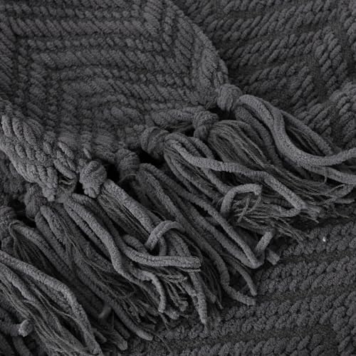BATTILO HOME Dark Grey Throw Blanket for Couch, 60"x80" - color: Grey, size: 60"x80"