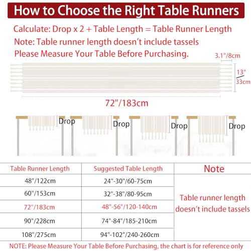 Rustic Boho Table Runner, Farmhouse Table Runners 72 Inches Long for Kitchen Dining Room, 13x72 Inches, Sage Green Lines - color: Hollow Sage Green Lines, size: 13"x72" / 33x183cm