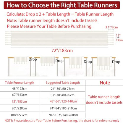 Rustic Boho Table Runner, Farmhouse Table Runners 72 Inches Long for Kitchen Dining Room, 13x72 Inches, Sage Green Lines - color: Hollow Sage Green Lines, size: 13"x72" / 33x183cm