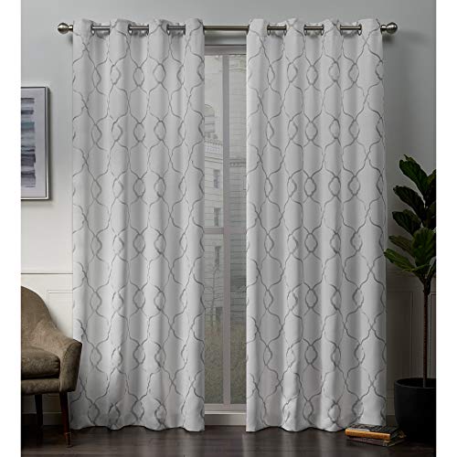 EXCLUSIVE HOME Belmont Embroidered Room Darkening Blackout Grommet Top Curtain Panel Pair, 52"x96", Winter - color: Winter, size: 52"W x 96"L (Pack of 2)
