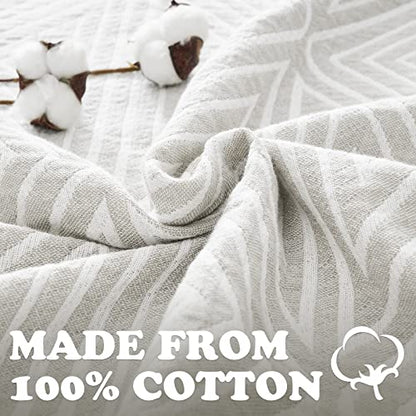 jinchan 100% Cotton Muslin Blanket Twin Boho Throw Blanket 50x60 Soft Gray - color: B. Triangle Grey, size: 50"x60"