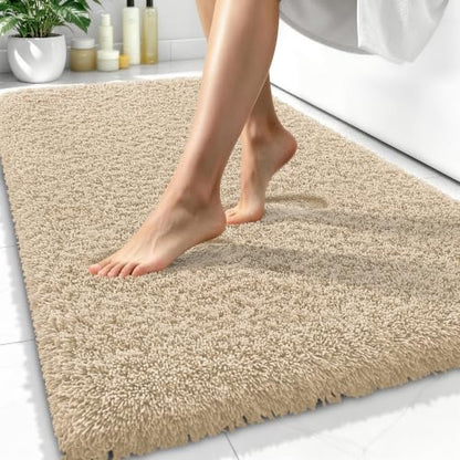 OLANLY Microfiber Bathroom Rugs 34x21, Soft Highly Absorbent Bath Mat, Sand - color: Sand, size: 34" X 21"