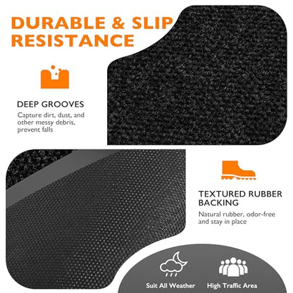 koloko 2ft x 8ft Durable Dirt Trapper Front Door Mat Outside Entrance - color: Black Pebble, size: 2 FT x 8 FT
