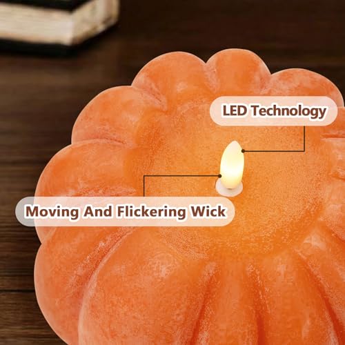 Fall Decorations for Home - Flickering Flameless Wax Pumpkin LED Candle