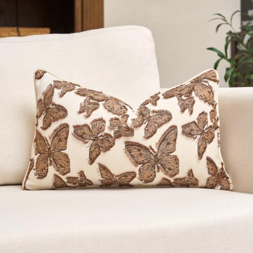 Aeckself Chenille Decorative Throw Pillow Cover, 12×20, Caramel Brown - color: Caramel Brown, size: 20" x 12" (Pack of 1)