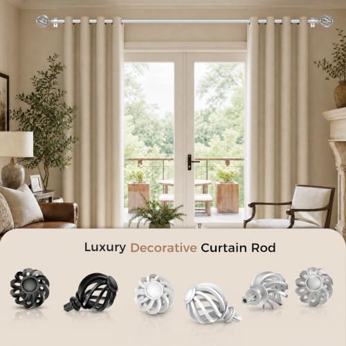 Luvenia Silver Decorative Curtain Rods for Small Windows, 28-48 Inch,Metal - color: Silver, size: 28-48''(1 Pack)