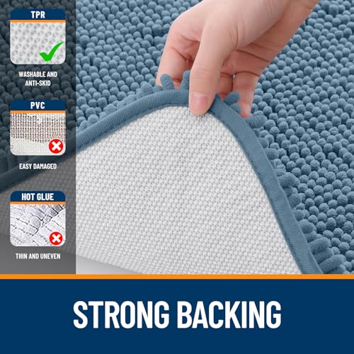 OLANLY Toilet Rugs U-Shaped 20x20, Soft Absorbent Chenille Contour Rugs - color: Airy Blue, size: 20" X 20" Contour Rug