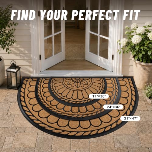 Mibao Half Round Door Mat, 47"x32", Yellow, Semicircular Entrance - color: Yellow, size: 2'8" x 3'11" (Semicircular)
