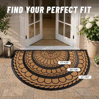 Mibao Half Round Door Mat, 47"x32", Yellow, Semicircular Entrance - color: Yellow, size: 2'8" x 3'11" (Semicircular)
