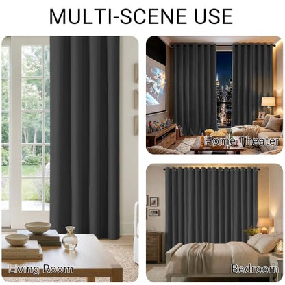 ChrisDowa Black Blackout Curtains 45 Inches Long 2 Panels for Bedroom - color: Black, size: 52"W x 45"L (Pack of 2)