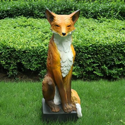 GENUINQ 30'' H Sitting Fox Statue Sculpture Garden Outdoor Decor