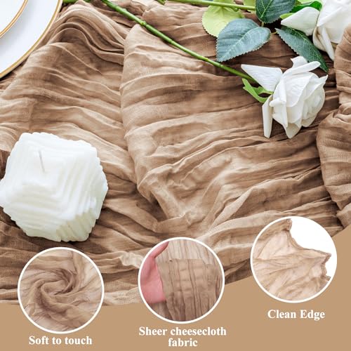 Cheesecloth Table Runner 10FT Nude Boho Gauze Rustic Sheer Table Runners - color: Nude, size: 1 Pack