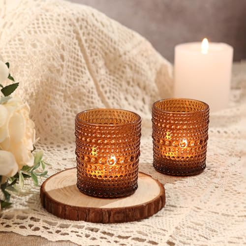 36 Pack Votive Candle Holders, Amber Candles Holders for Christmas - color: Amber