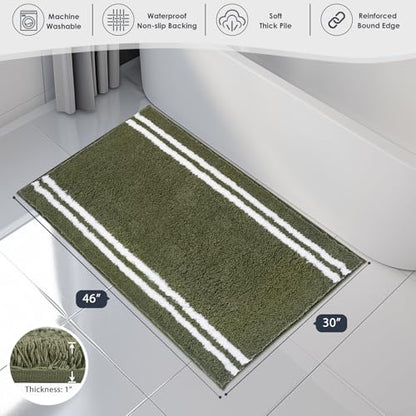 PURRUGS Bathroom Rug, Bath Mat, 30" x 46", Olive Green - color: Olive Green, size: 30" X 46"
