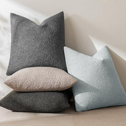 MIULEE Textured Boucle Lumbar Pillow Cover for Bed 12x20 Light Blue - color: Light Blue, size: 20" x 12" (Pack of 1)