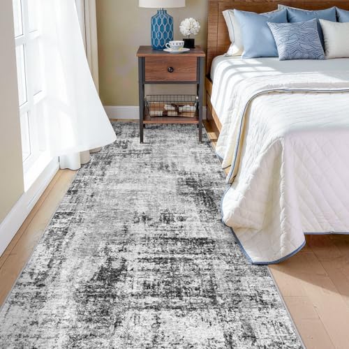 3x10 Runner Rug Non-Slip Washable: Modern Long Hallway Runner Rug Black - color: Black, size: 3' x 10' (Runner)