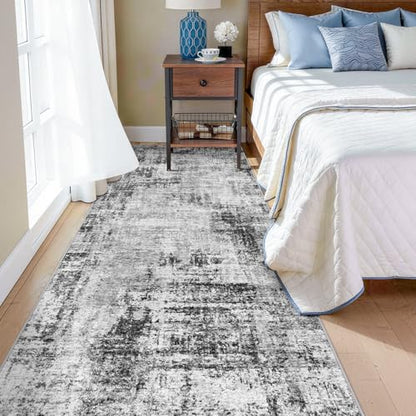 3x10 Runner Rug Non-Slip Washable: Modern Long Hallway Runner Rug Black - color: Black, size: 3' x 10' (Runner)