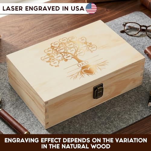 Gifts for Grandpa or Dad, Personalized Family Tree Memory Box, Father's Day - style: 20. Dad Family Tree