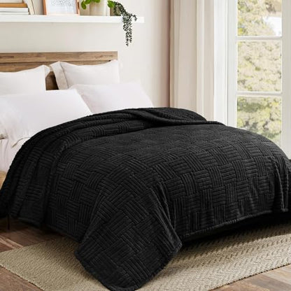 Whale Flotilla Lightweight Fleece Twin Size Blanket for Bed, Black - color: Black, size: Twin(60x80 Inch)