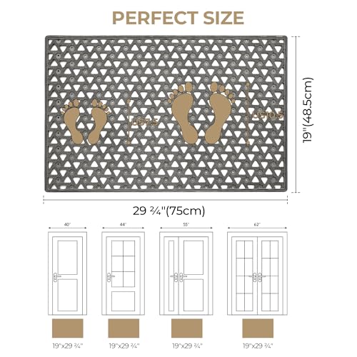 GRANNY SAYS Front Door Mat Indoor Entrance, Entryway Rugs Non Slip Washable, Waterproof Welcome Rubber Door Mat for Outside Entrance, Low Profile Outdoor Mats for Front Door, Grey 19" x 29.5"