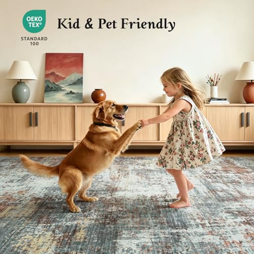5x7 Area Rugs for Living Room Bedroom, Washable Non Slip Red Rug - color: Red, size: 5' x 7' (Rectangular)