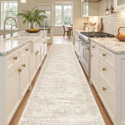 2x12 Runner Rug Non Slip,Washable Hallway Runner Rug,Beige - color: Beige/Ivory, size: 2' x 12' (Runner)