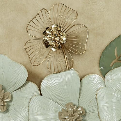 Touch of Class Ivory Floral Sophistication Metal Wall Sculpture | Botanical Hanging Decor for Bedroom, Living Room, Hallway, Foyer
