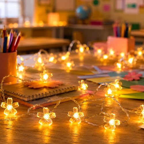 10ft 30 LED Fairy Flower String Lights Battery & USB Operated (Warm White) - color: Warm White