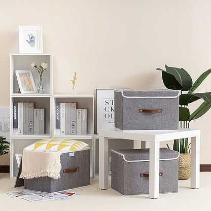 Yawinhe Collapsible Storage Bins,Grey,13.0x9.0x7.9in,1-Pack - color: Grey, size: M/(1 Pack)