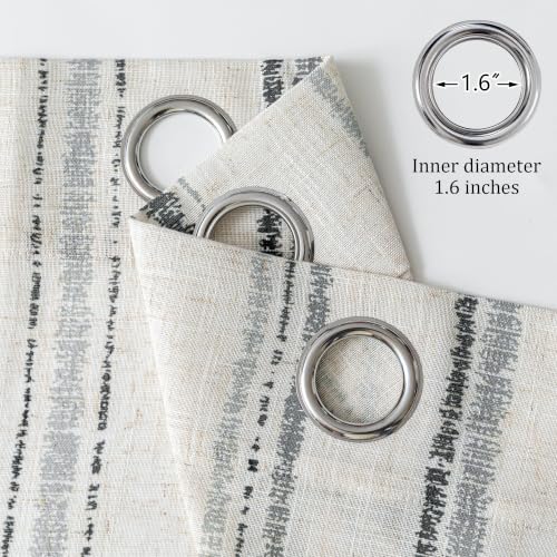 MYSKY HOME Grey Striped Linen Curtains for Bedroom 54 Inches 2 Panels - color: Grey, size: 52"W x 54"L (Pack of 2)