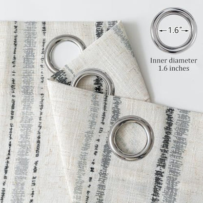 MYSKY HOME Grey Striped Linen Curtains for Bedroom 63 Inches 2 Panels - color: Grey, size: 52"W x 63"L (Pack of 2)