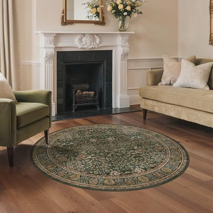 Bavni 4ft Round Area Rug 4x4, Washable Non Slip, Dark Green Brown - color: Dark Green Brown, size: 4' (Round)