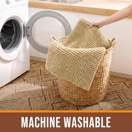Chenille Bathroom Rug 24"x16" Extra Soft Absorbent Quick Dry Rugs,Beige - color: Beige, size: 1'4" x 2' (Rectangular)