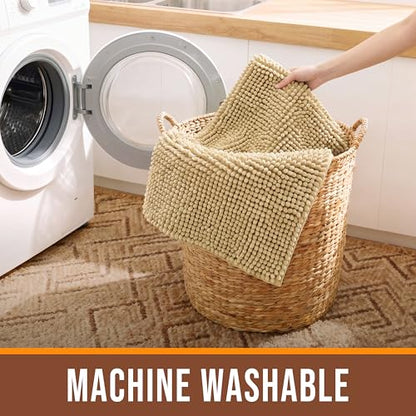 Chenille Bathroom Rug 32"x20" Extra Soft Absorbent Quick Dry Rugs, Beige - color: Beige, size: 1'8" x 2'8" (Rectangular)