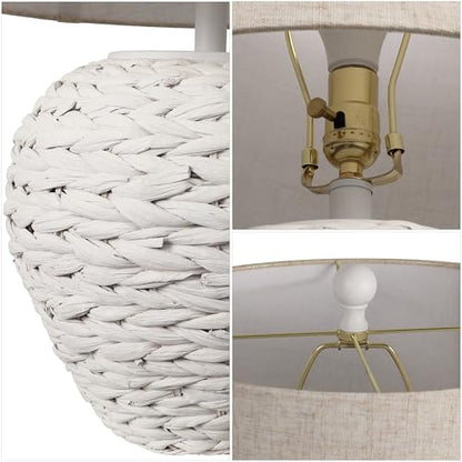 JONATHAN Y Alaro Table Lamp Woven Water Hyacinth Basket 24.5", White - color: White