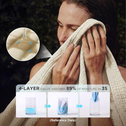 Bedsure 100% Cotton Muslin Blankets for Adults, Large Throw, Linen Beige - color: 00 - Beige, size: Throw XL (50" X 70")
