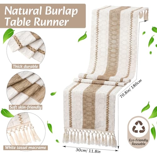 Boho Table Runner and Placemats Set, 6 Sets, Khaki A, 12x72 - color: Khaki a, size: 12x72"
