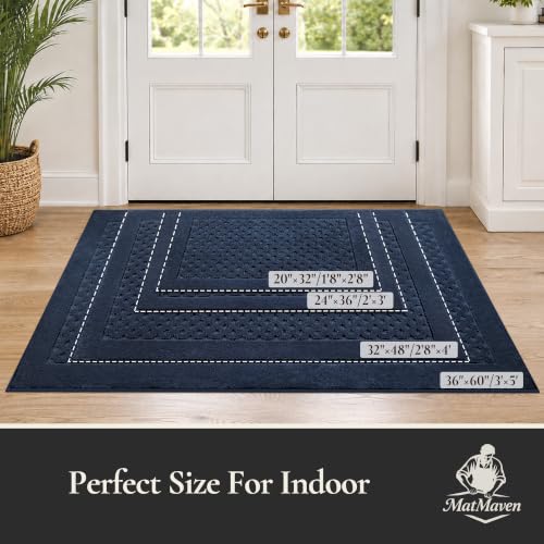 Dirt Trapper Door Mat 32"x 48", Non-Slip Entryway Rugs, Navy Blue - color: Navy Blue, size: 32" x 48"