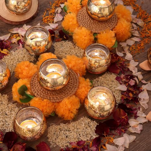 Volens Round Gold Votive Candle Holders, Mercury Glass Votives Set of 12 - color: Gold, size: 12 PACK