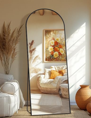Arched Full Length Mirror, 70"x24" Standing Body Mirror for Wall, Black - color: Matte Black, size: 70"L x 24"W