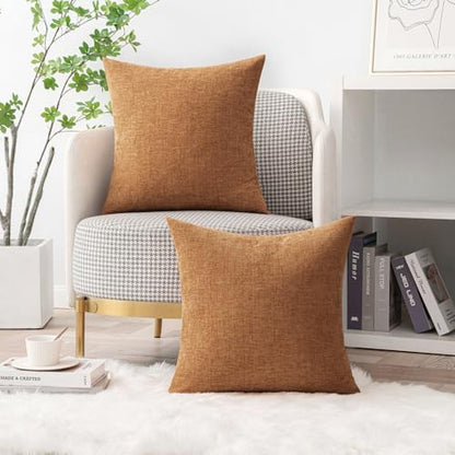 MIULEE Soft Chenille Throw Pillow Covers Brown 20x20 Inch Pack of 2 - color: Brown, size: 16" x 16" (Pack of 2)