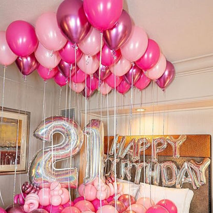 Patimate Pink Balloons Set 50 pcs 12 inch Metallic Hot Pink Latex Balloons - color: Metallic Hot Pink