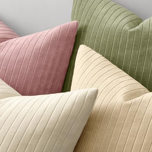 MIULEE Set of 2 Sage Green Textured Striped Throw Pillow Covers 20x20 Inch - color: Sage Green, size: 20" x 20" (Pack of 2)
