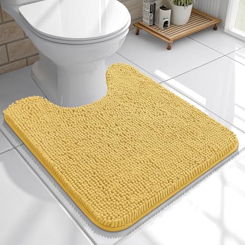 OLANLY Toilet Rugs U-Shaped 20x20, Soft Absorbent Chenille Contour Rugs - color: Yellow, size: 20" X 20" Contour Rug