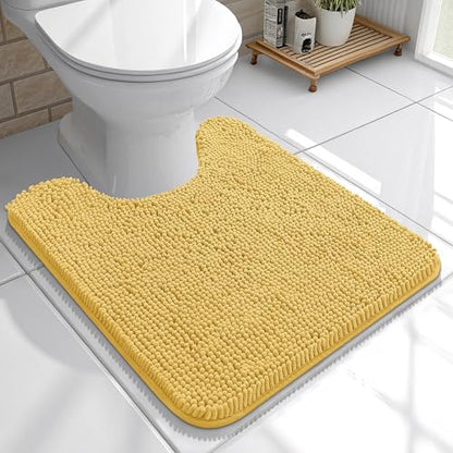 OLANLY Toilet Rugs U-Shaped 20x20, Soft Absorbent Chenille Contour Rugs - color: Yellow, size: 20" X 20" Contour Rug