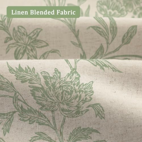 Sage Green Boho Floral 100% Blackout Curtains 84 Inch 2 Panels - color: Sage Green, size: 52"W x 84"L (Pack of 2)