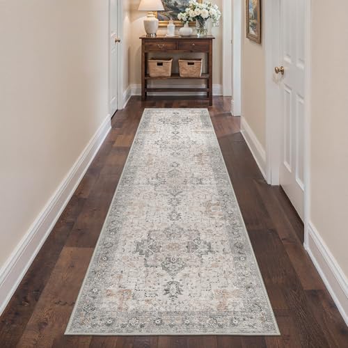 BESBLEE 2'6"x10' Washable Runner Rug Non Slip for Hallway Light Taupe Brown - color: Light Taupe Brown, size: 2'6" x 10' (Runner)