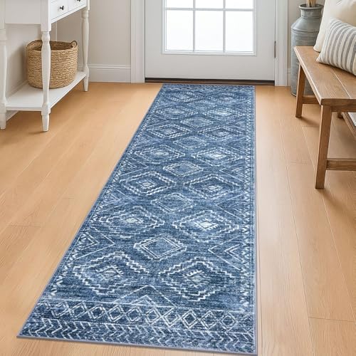 KILOCOCO Washable Runner Rug 2x6 ft Hallway Runners, Stonewashed Blue - color: Stonewashed Blue, size: 2' x 6' (Runner)