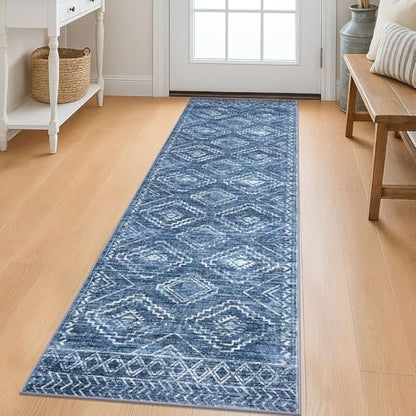 KILOCOCO Washable Runner Rug 2x6 ft Hallway Runners, Stonewashed Blue - color: Stonewashed Blue, size: 2' x 6' (Runner)